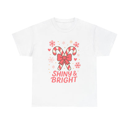Candy Cane Christmas Tee, Holiday Shirt, Festive Unisex Cotton Tee, Merry and Bright T-Shirt, Gift for Christmas, Winter Apparel