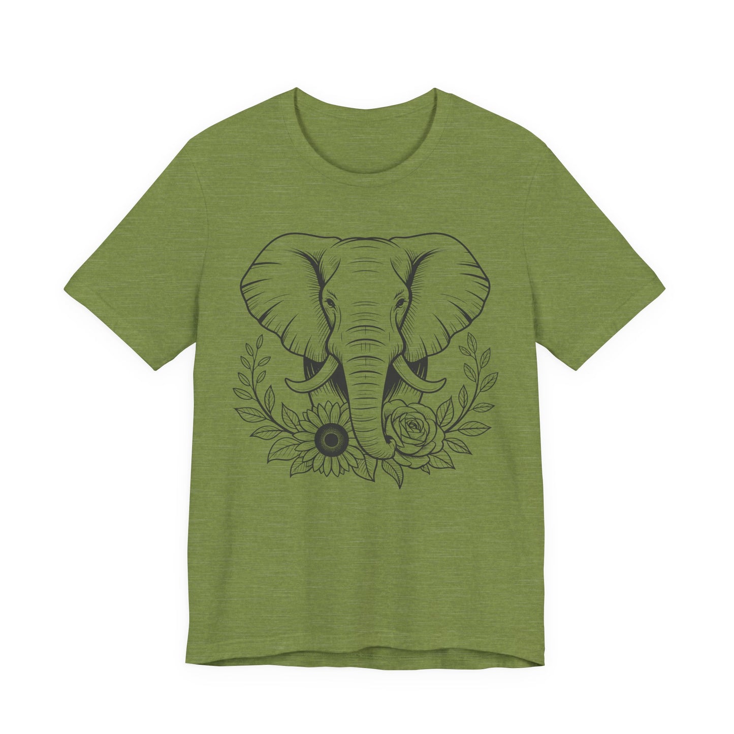 Elephant & Floral Strength T-Shirt — "Strength Meets Beauty"