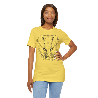 Elephant & Floral Strength T-Shirt — "Strength Meets Beauty"
