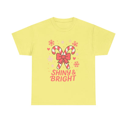 Candy Cane Christmas Tee, Holiday Shirt, Festive Unisex Cotton Tee, Merry and Bright T-Shirt, Gift for Christmas, Winter Apparel