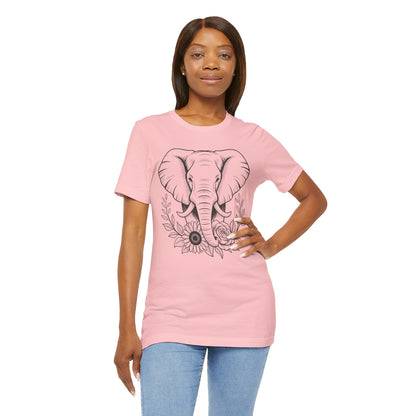 Elephant & Floral Strength T-Shirt — "Strength Meets Beauty"