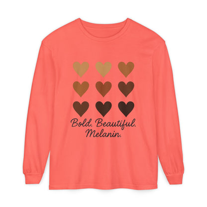 Unisex Long Sleeve T-Shirt - Bold, Beautiful Melanin - Celebrate Diversity, Perfect for Everyday Wear, Gift for Friends and Family