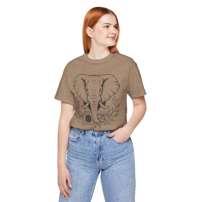 Elephant & Floral Strength T-Shirt — "Strength Meets Beauty"