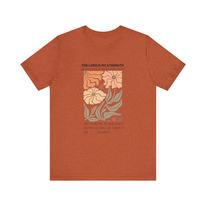 Boho Retro Flower T-shirt with Psalm 28:7