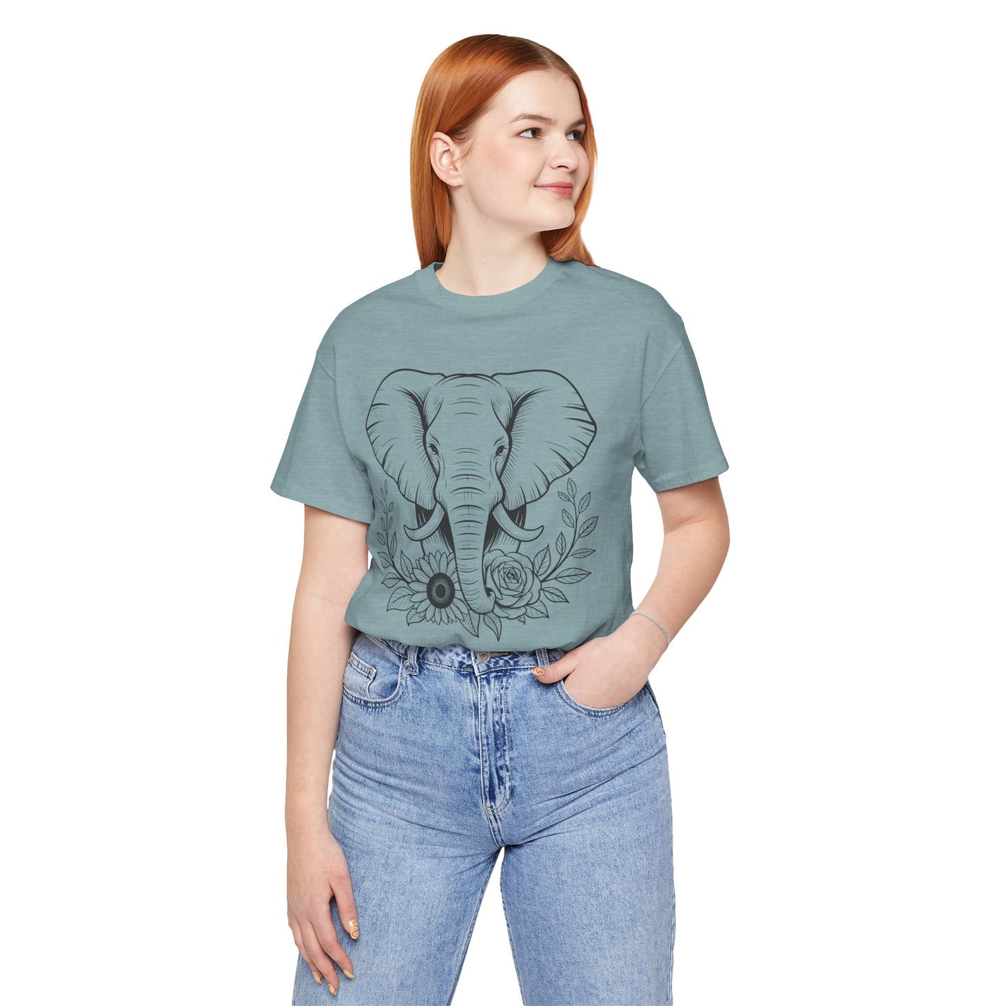 Elephant & Floral Strength T-Shirt — "Strength Meets Beauty"