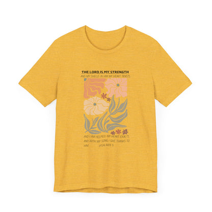 Boho Retro Flower T-shirt with Psalm 28:7