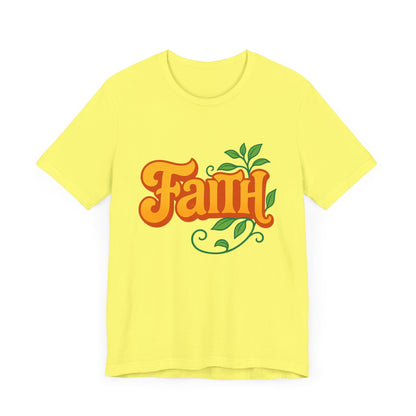 Faith Unisex Tee - Bold Orange with Green Leaves