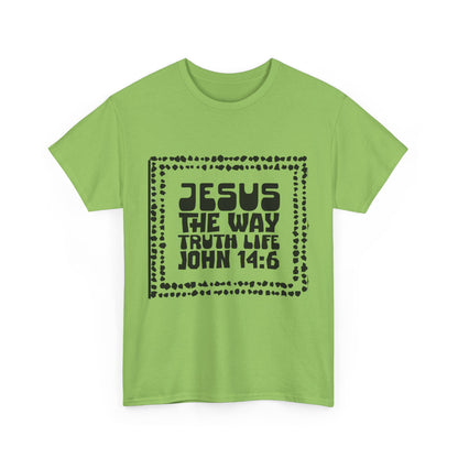 Christian Unisex Tee with Hot Chunky Funky Letters and Abstract Beads - John 14:6