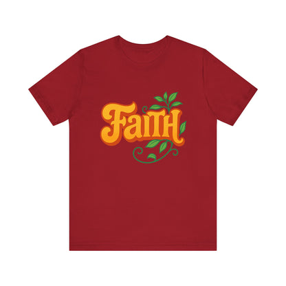 Faith Unisex Tee - Bold Orange with Green Leaves