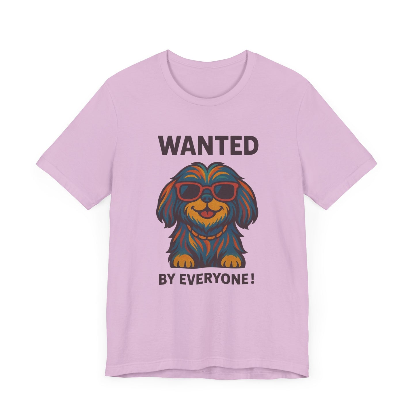 Shitzu Unisex Tee with Multicolored Fur and Sunglasses Design