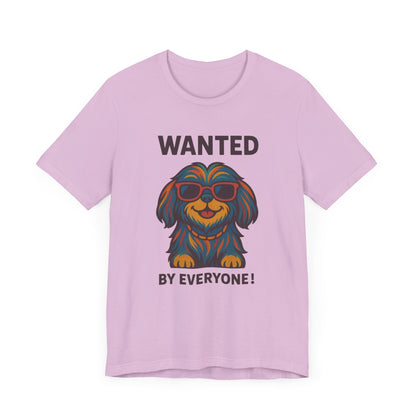 Shitzu Unisex Tee with Multicolored Fur and Sunglasses Design