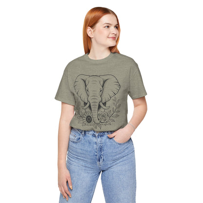 Elephant & Floral Strength T-Shirt — "Strength Meets Beauty"