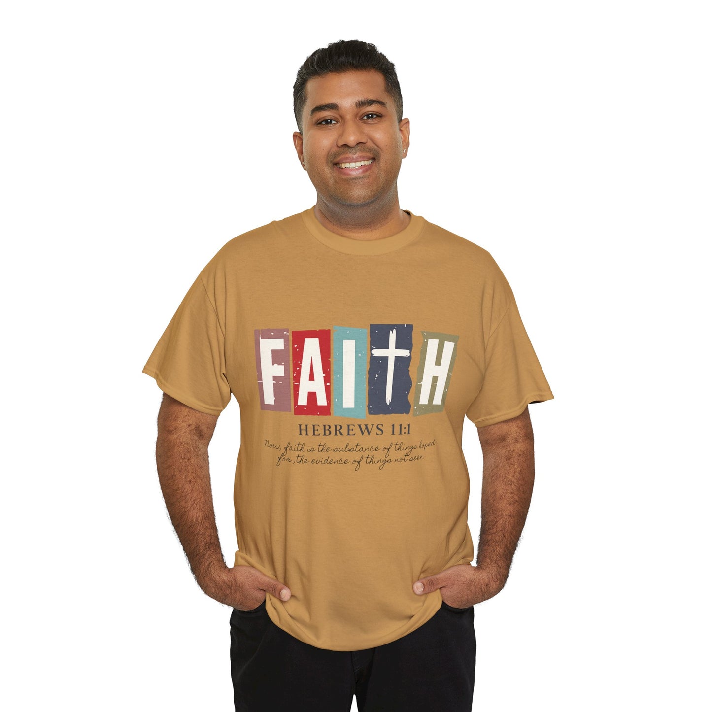 Funky Christian Tee - Colorful FAITH Design - Hebrews 11:1