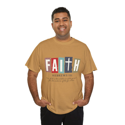 Funky Christian Tee - Colorful FAITH Design - Hebrews 11:1
