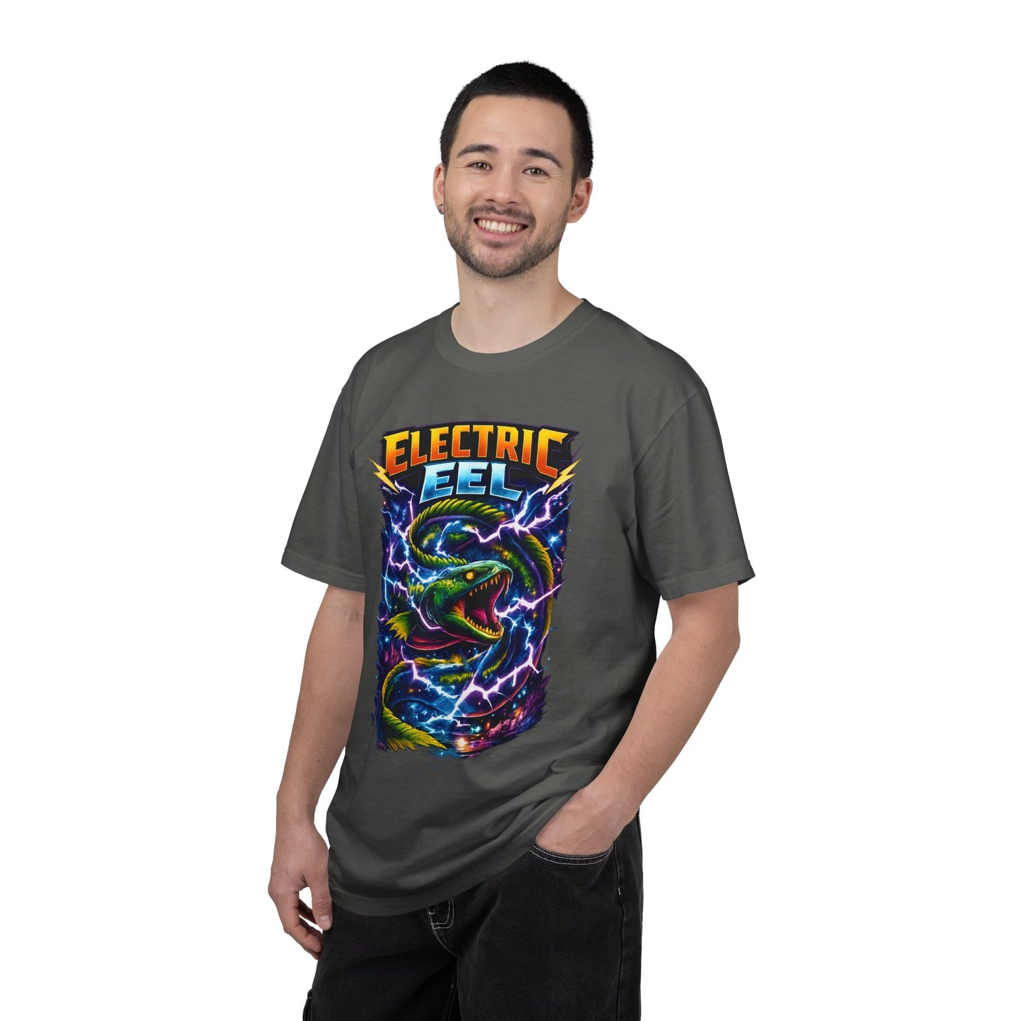 Electric Eel Graphic T-Shirt — Neon Lightning Ocean Tee