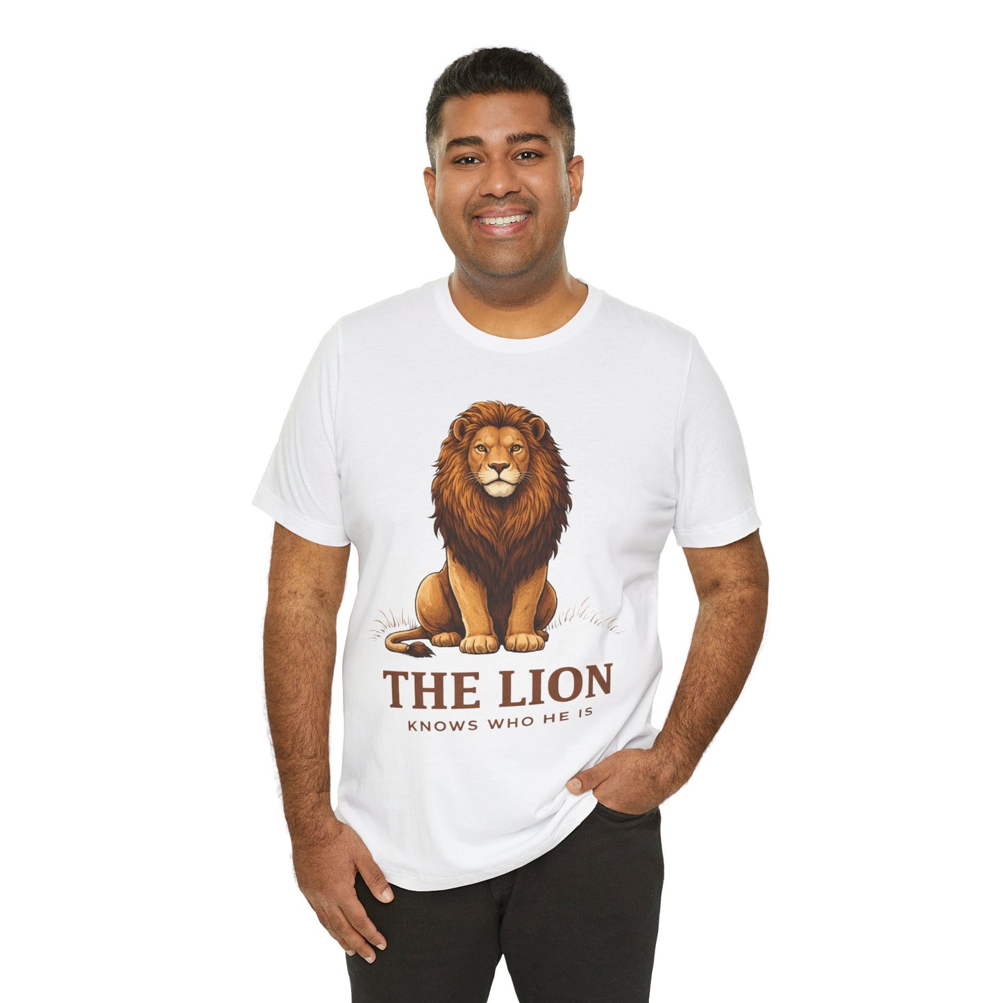 The Lion Knows Who He Is Tee — Confident Identity Lion Graphic Shirt