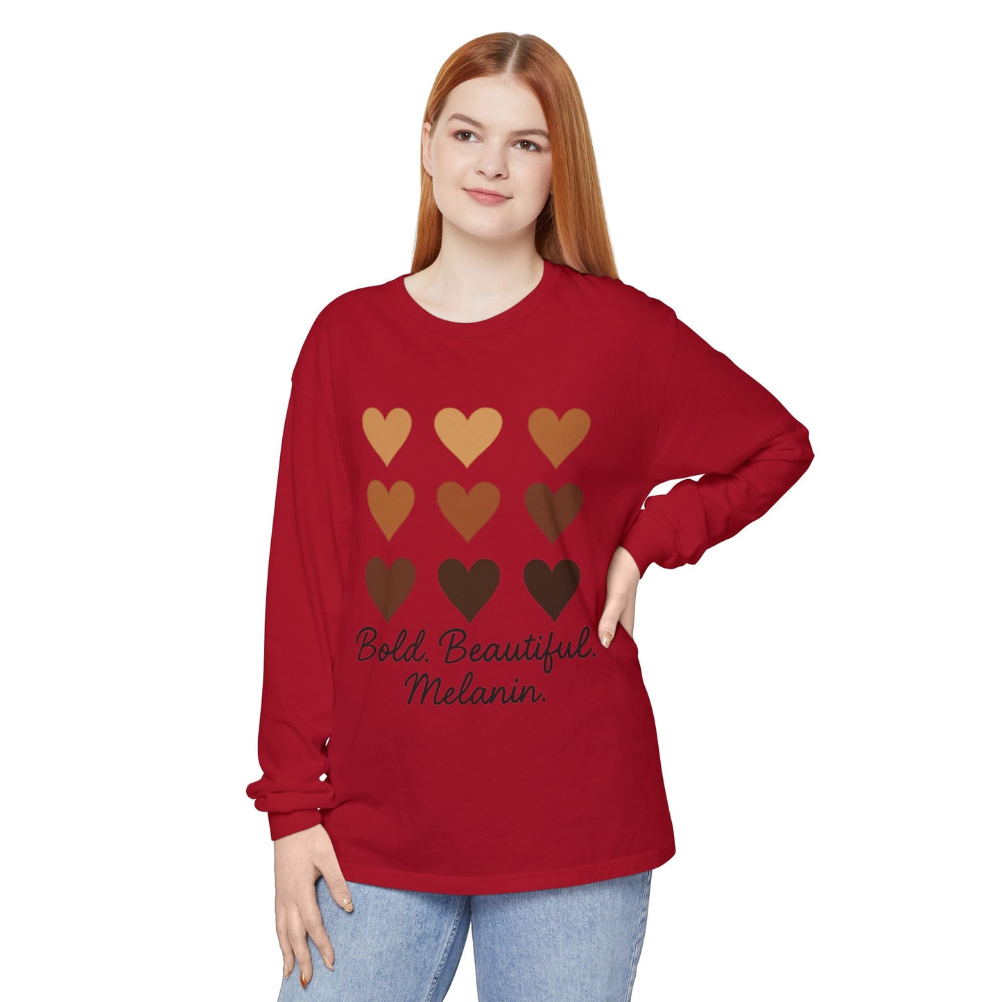 Unisex Long Sleeve T-Shirt - Bold, Beautiful Melanin - Celebrate Diversity, Perfect for Everyday Wear, Gift for Friends and Family