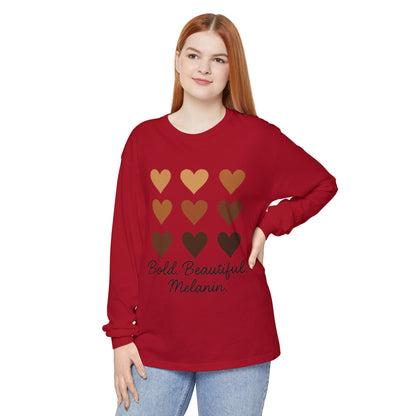 Unisex Long Sleeve T-Shirt - Bold, Beautiful Melanin - Celebrate Diversity, Perfect for Everyday Wear, Gift for Friends and Family