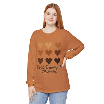Unisex Long Sleeve T-Shirt - Bold, Beautiful Melanin - Celebrate Diversity, Perfect for Everyday Wear, Gift for Friends and Family