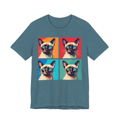 Colorful Siamese Cat Pop Art Style Tee