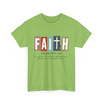 Funky Christian Tee - Colorful FAITH Design - Hebrews 11:1
