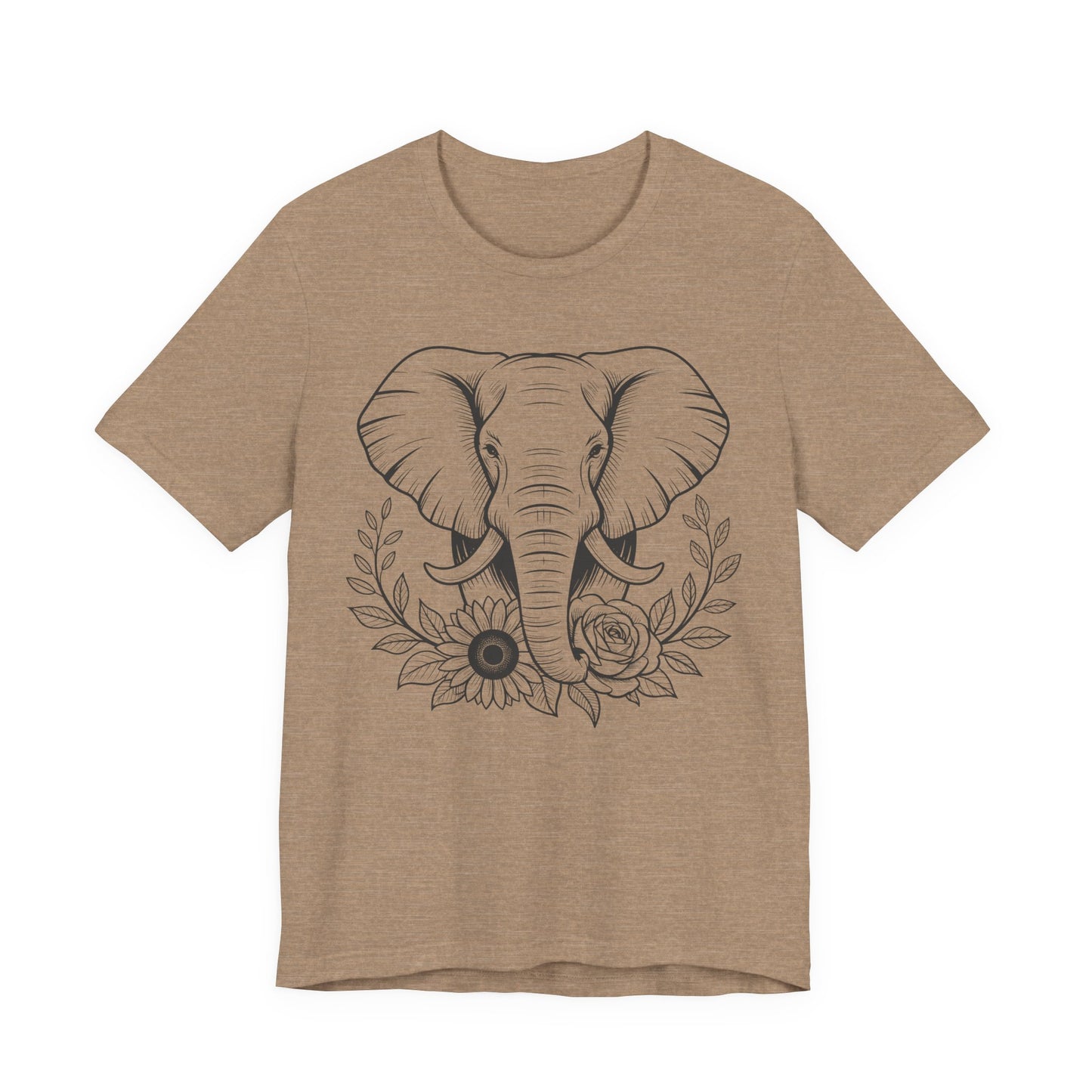 Elephant & Floral Strength T-Shirt — "Strength Meets Beauty"
