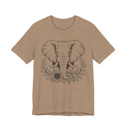 Elephant & Floral Strength T-Shirt — "Strength Meets Beauty"