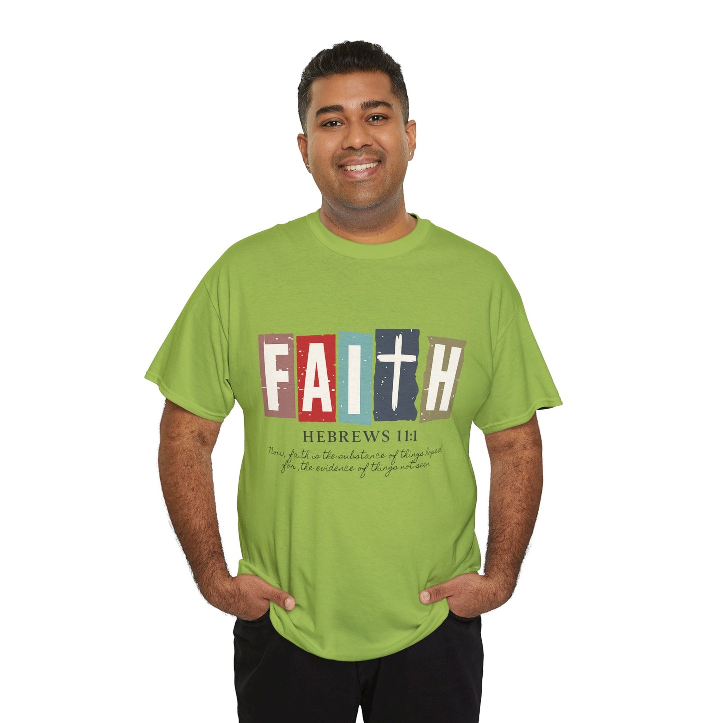 Funky Christian Tee - Colorful FAITH Design - Hebrews 11:1