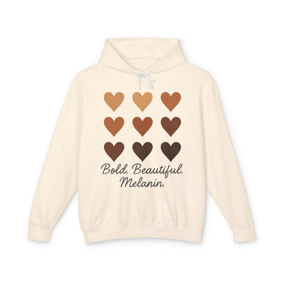 Bold Beautiful Melanin Lightweight Hoodie - Unisex, Sweatshirt Gift, Black History Month, Inclusive Fashion, Cozy Contribution