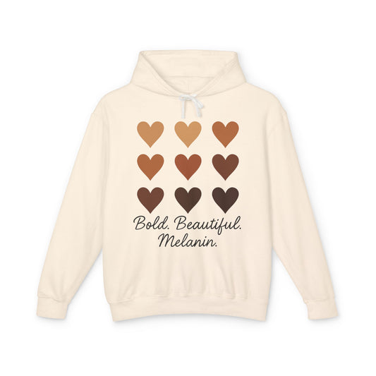 Bold Beautiful Melanin Lightweight Hoodie - Unisex, Sweatshirt Gift, Black History Month, Inclusive Fashion, Cozy Contribution