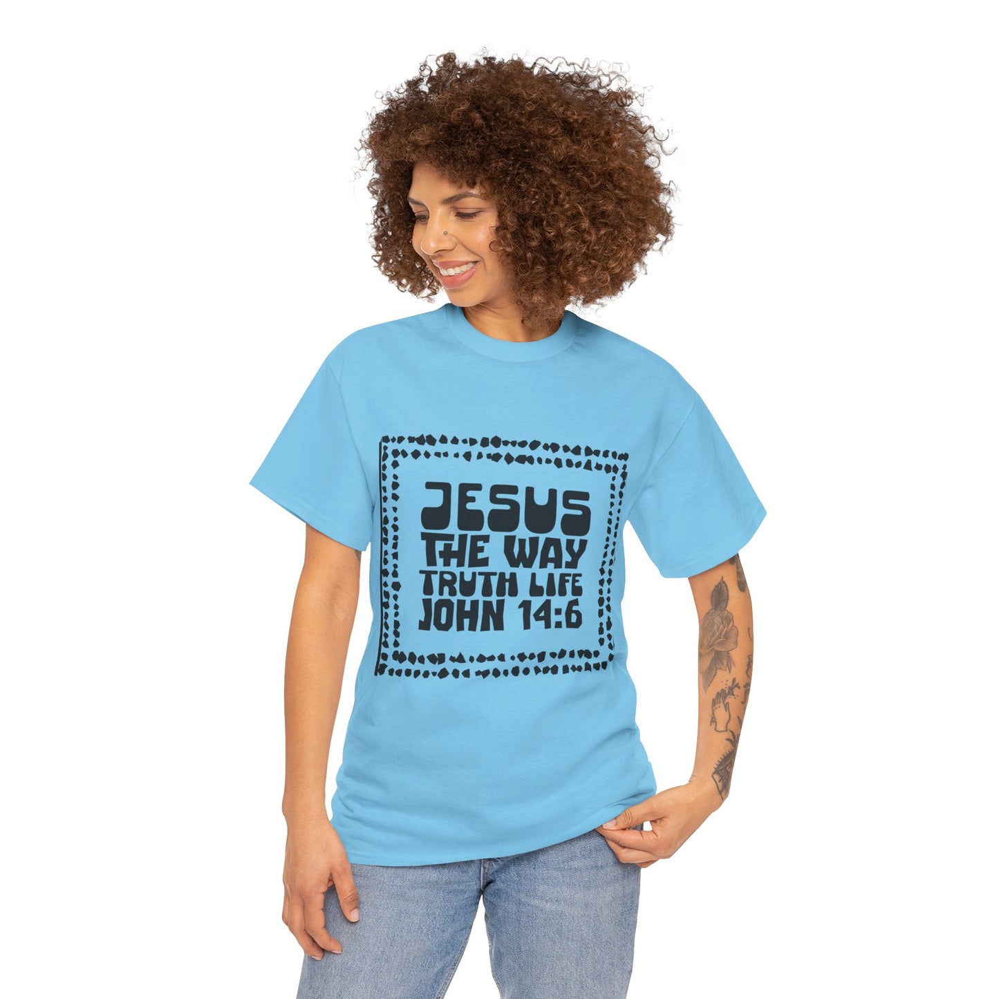 Christian Unisex Tee with Hot Chunky Funky Letters and Abstract Beads - John 14:6