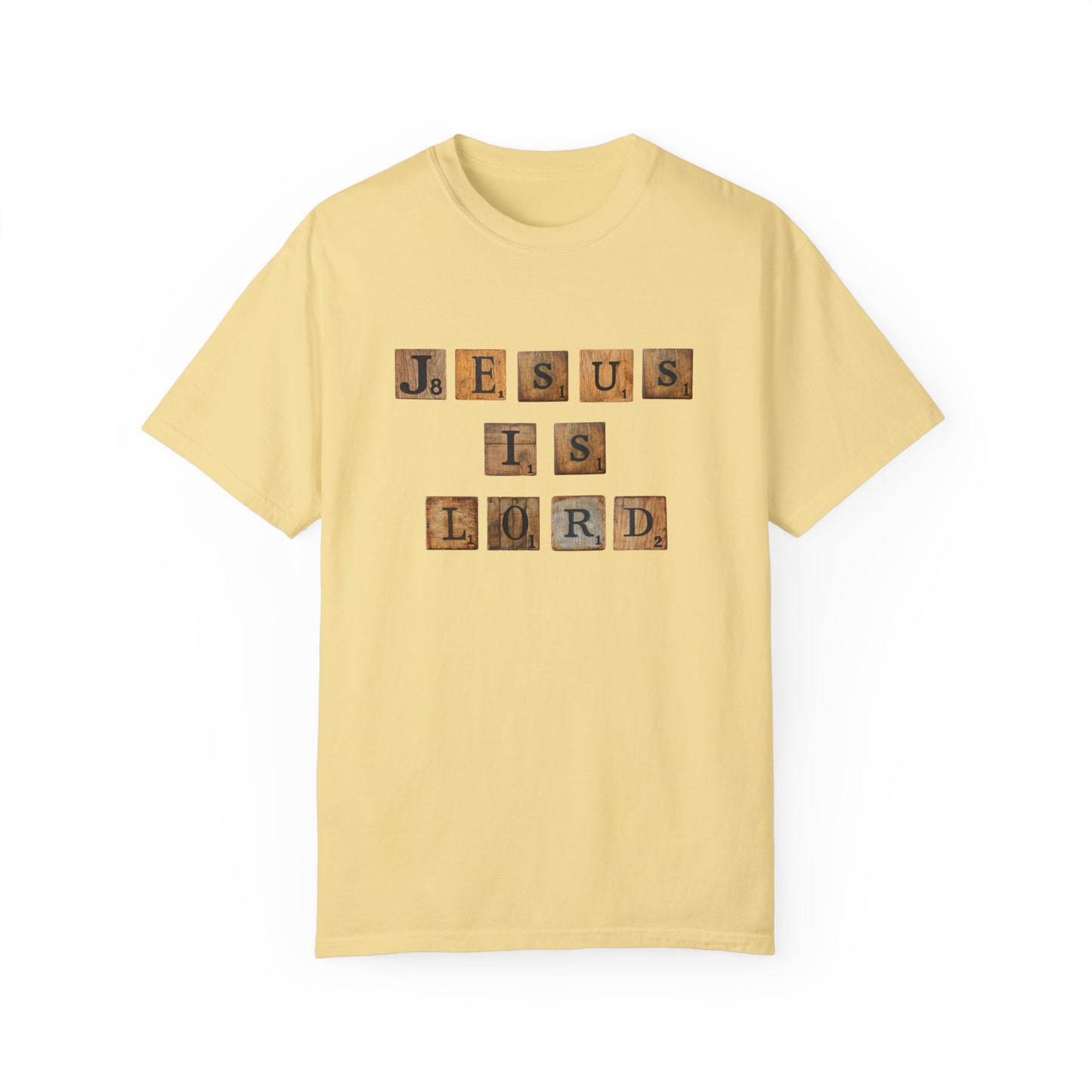 Jesus is Lord Scrabble Tile Unisex Garment-Dyed T-shirt