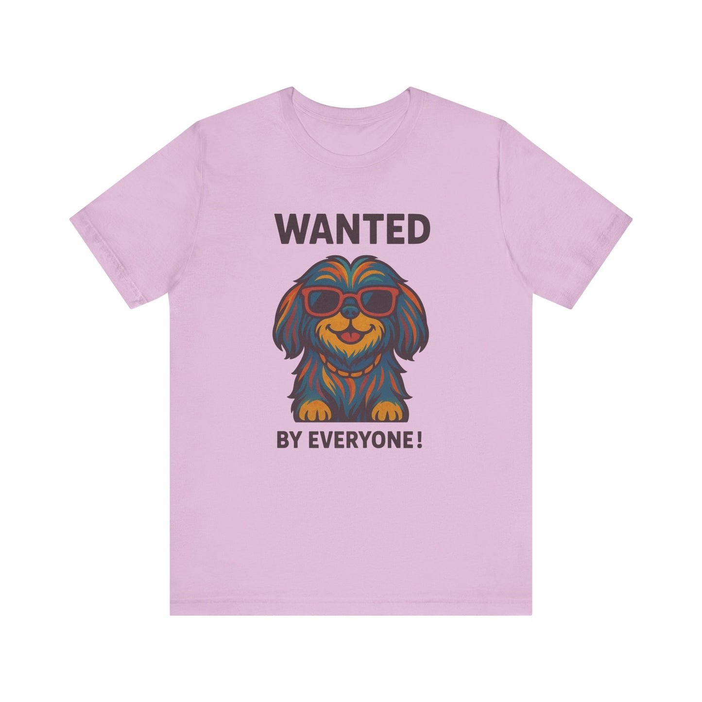 Shitzu Unisex Tee with Multicolored Fur and Sunglasses Design