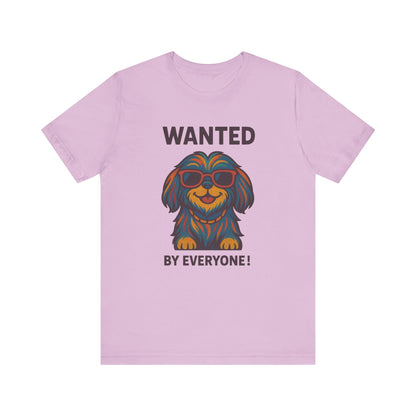 Shitzu Unisex Tee with Multicolored Fur and Sunglasses Design