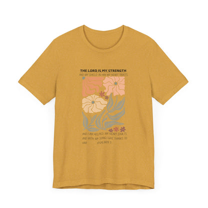 Boho Retro Flower T-shirt with Psalm 28:7