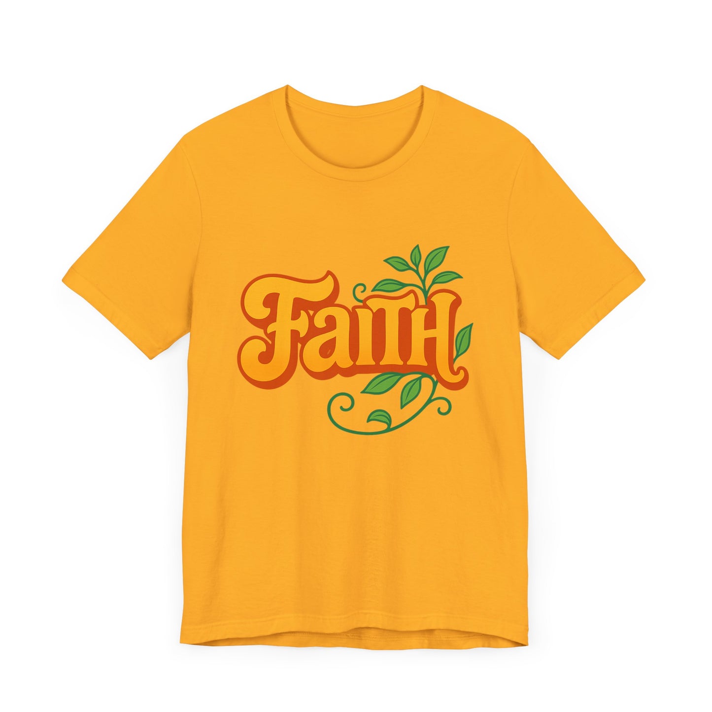 Faith Unisex Tee - Bold Orange with Green Leaves