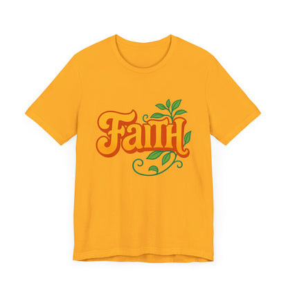 Faith Unisex Tee - Bold Orange with Green Leaves