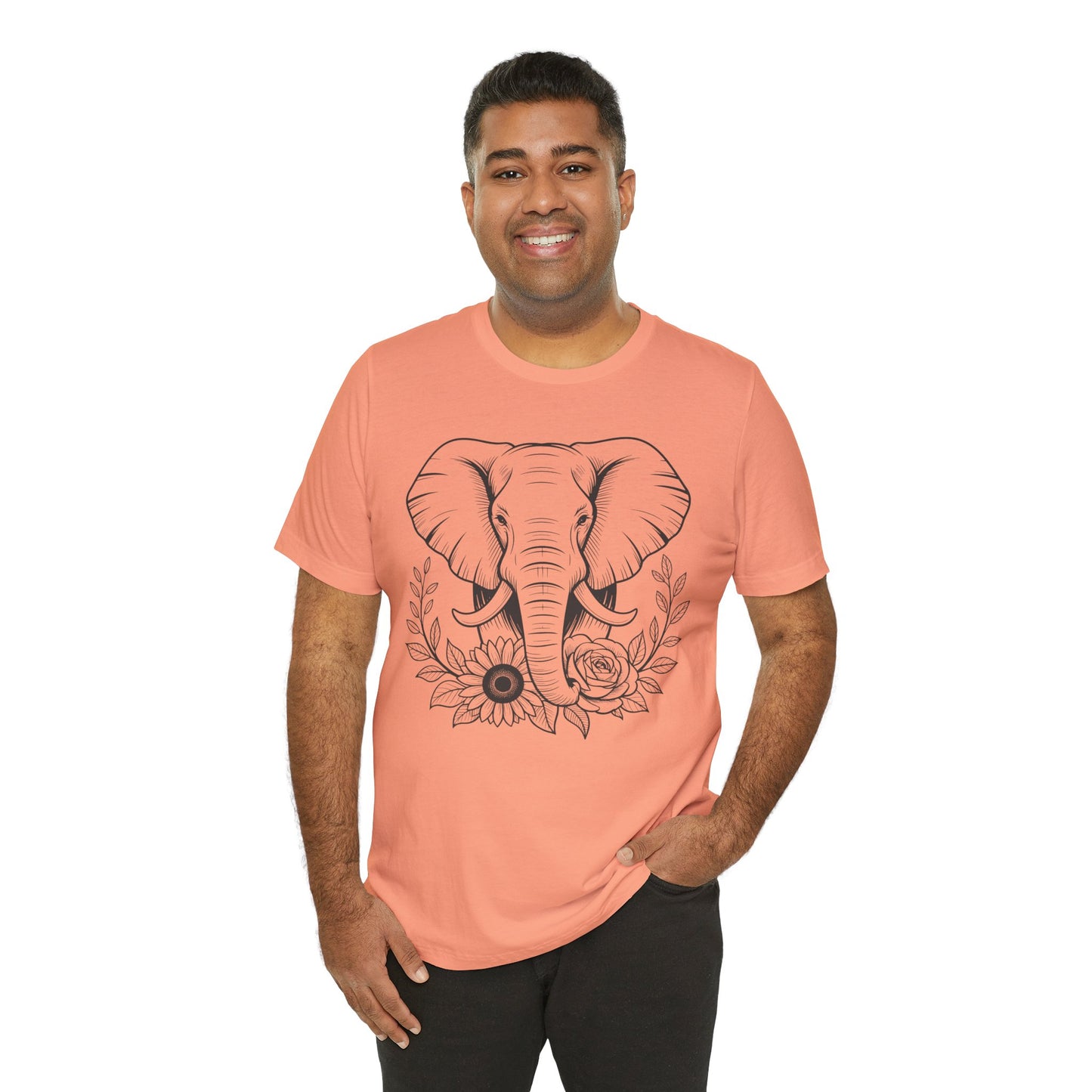 Elephant & Floral Strength T-Shirt — "Strength Meets Beauty"