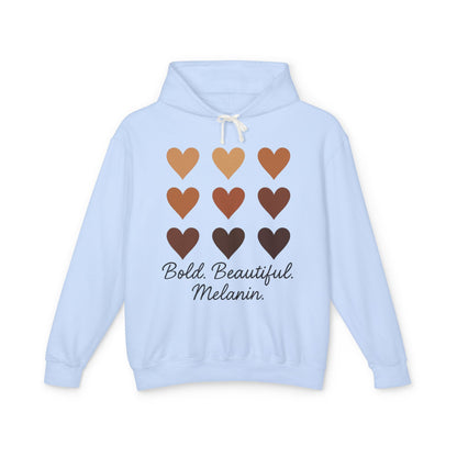 Bold Beautiful Melanin Lightweight Hoodie - Unisex, Sweatshirt Gift, Black History Month, Inclusive Fashion, Cozy Contribution