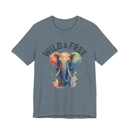 Wild & Free Elephant Tee, Unisex Short Sleeve T-Shirt for Nature Lovers, Bohemian Style Gift, Eco-Friendly Apparel, Adventure Shirt