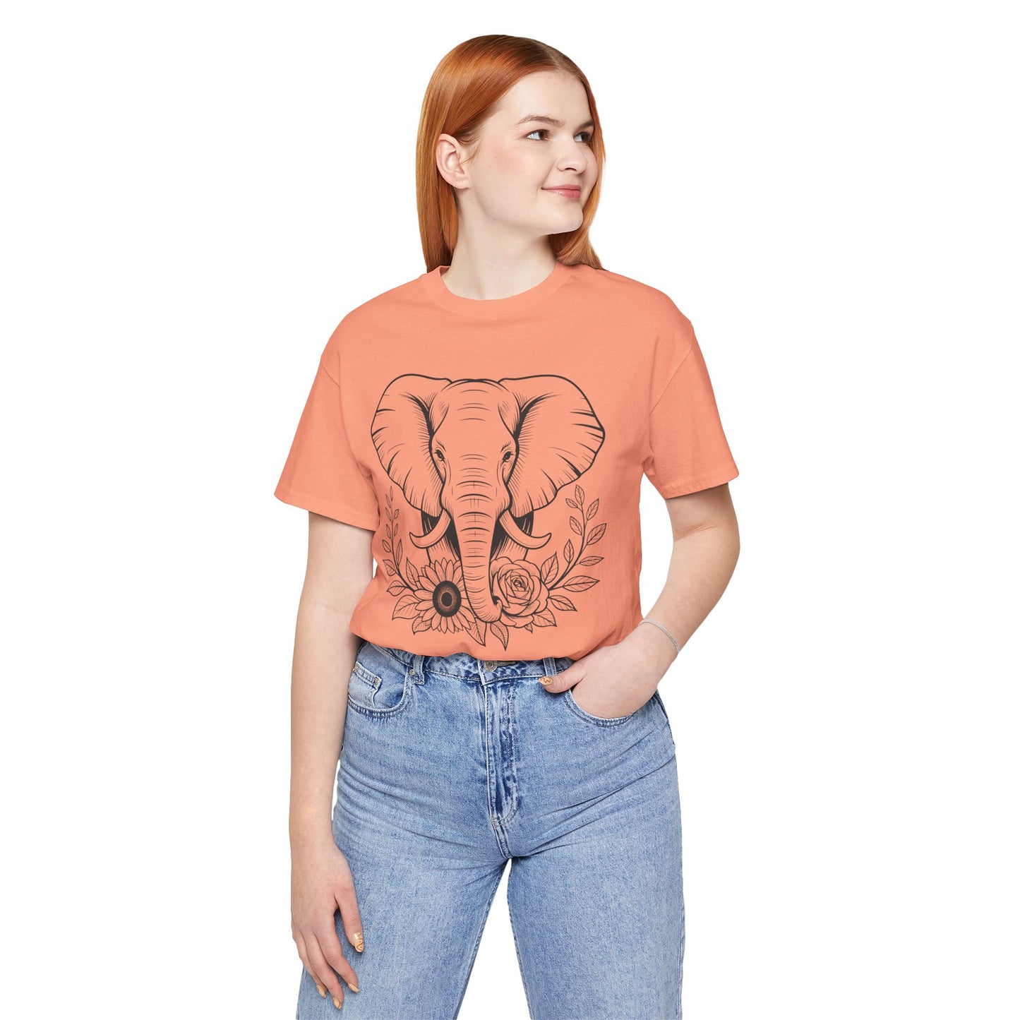 Elephant & Floral Strength T-Shirt — "Strength Meets Beauty"