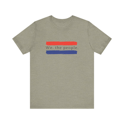 American People Unisex T-Shirt - 'We the People' Design Featuring Red and Blue Paint Splashes
