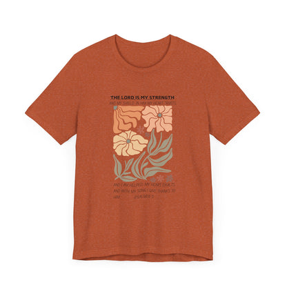 Boho Retro Flower T-shirt with Psalm 28:7