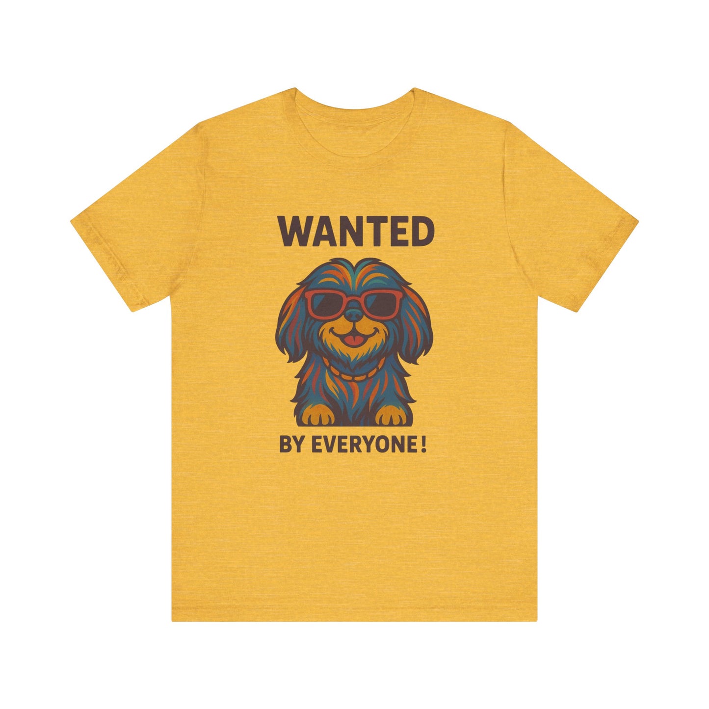 Shitzu Unisex Tee with Multicolored Fur and Sunglasses Design