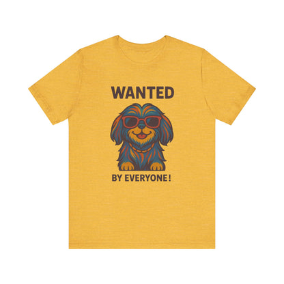 Shitzu Unisex Tee with Multicolored Fur and Sunglasses Design