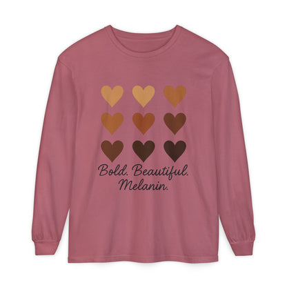 Unisex Long Sleeve T-Shirt - Bold, Beautiful Melanin - Celebrate Diversity, Perfect for Everyday Wear, Gift for Friends and Family