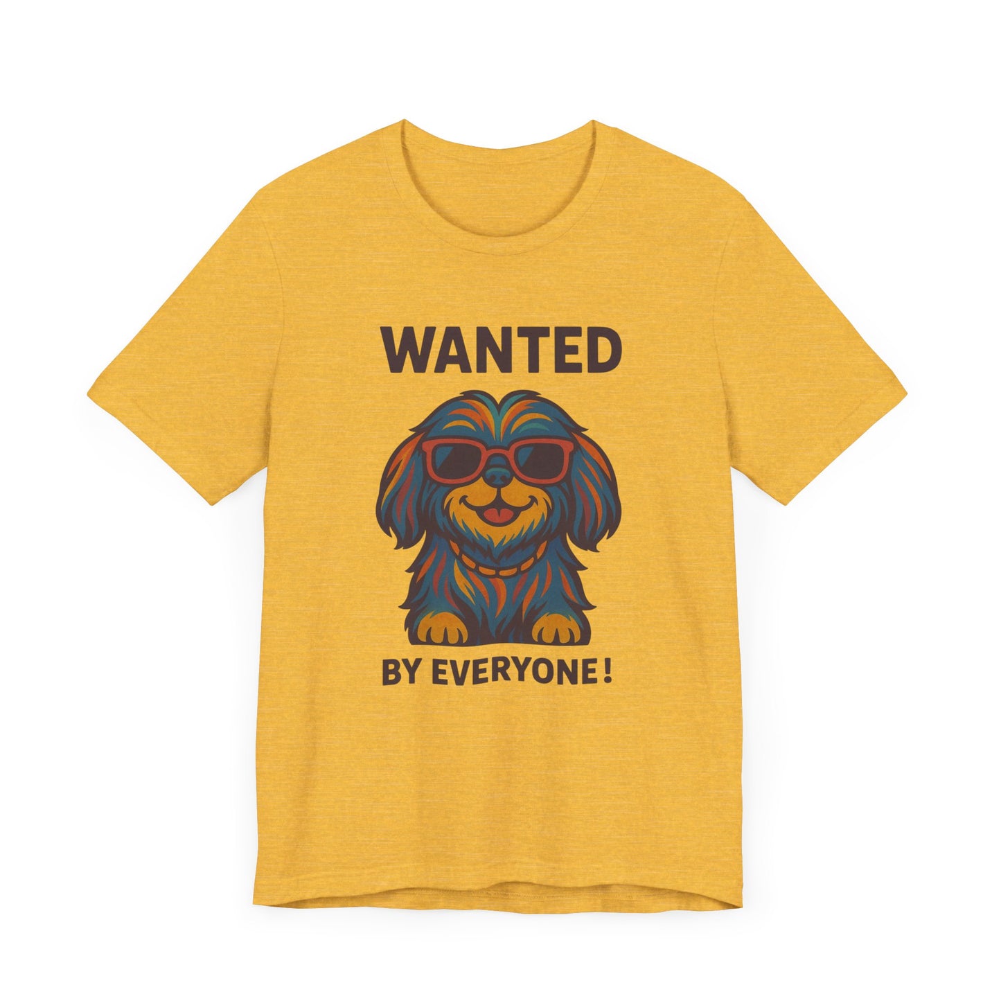 Shitzu Unisex Tee with Multicolored Fur and Sunglasses Design