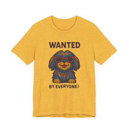 Shitzu Unisex Tee with Multicolored Fur and Sunglasses Design