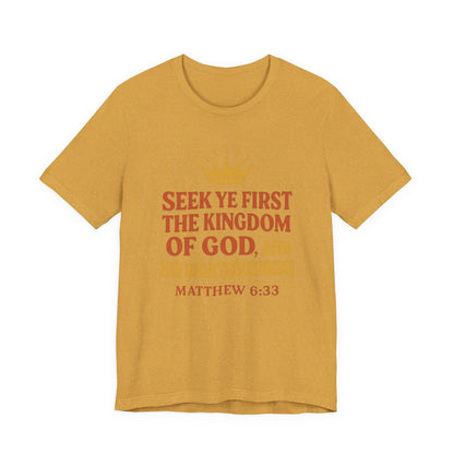 Unisex Tee Retro Style Matthew 6:33 Crown King of All Kings Scripture Shirt