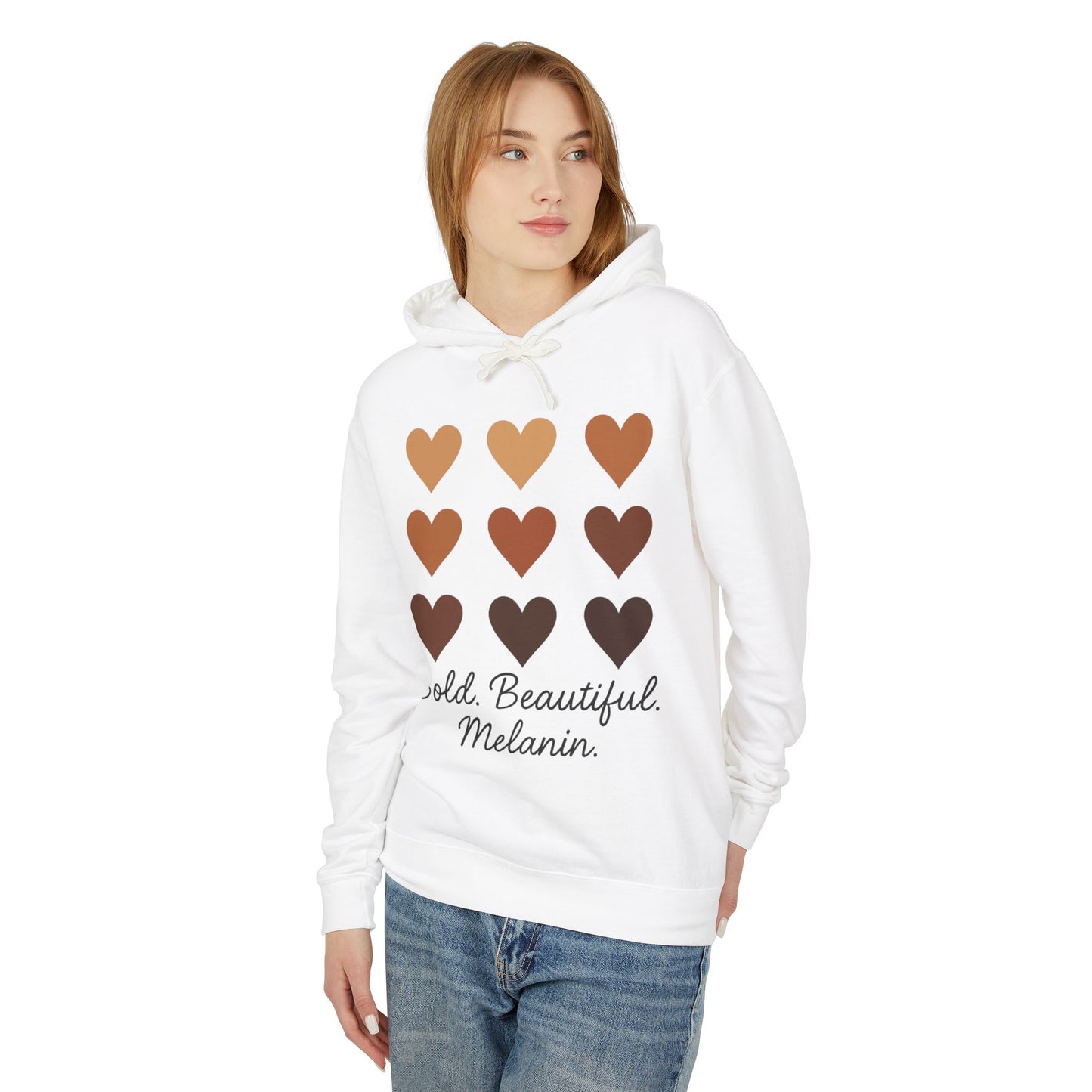 Bold Beautiful Melanin Lightweight Hoodie - Unisex, Sweatshirt Gift, Black History Month, Inclusive Fashion, Cozy Contribution